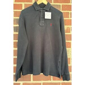 Polo Ralph Lauren Polo Shirt Mens Medium Black Long Sleeve Rugby Pullover Knit